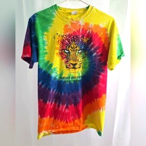 Tie-Dye size S-  T shirt with leopard